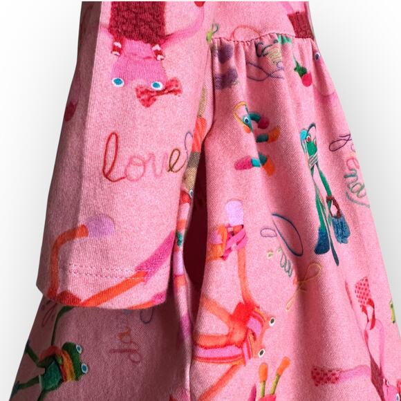 Oilily Organic Cotton Puff Sleeve Dress and Tights Size 104 (4 Years) Pink Multi - Picture 7 of 16